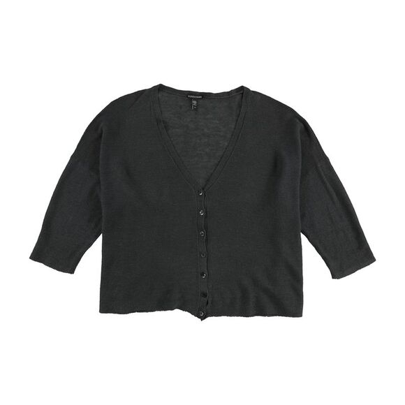 Eileen Fisher Womens Organic Linen Cardigan Sweater Grey L DM
